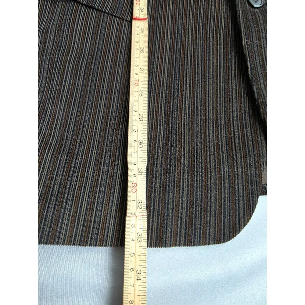 Zagato Signature Collection Mens 42R Brown Striped Cotton 3 Button Blazer Coat